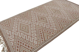 Vintage Zayane Moroccan Kilim In Red & White Tribal Patterns 5x10