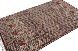 Vintage Zayane Moroccan Kilim In Red & White Tribal Patterns