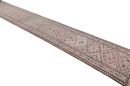 Vintage Moroccan Kilim Runner With Polychromatic Patterns