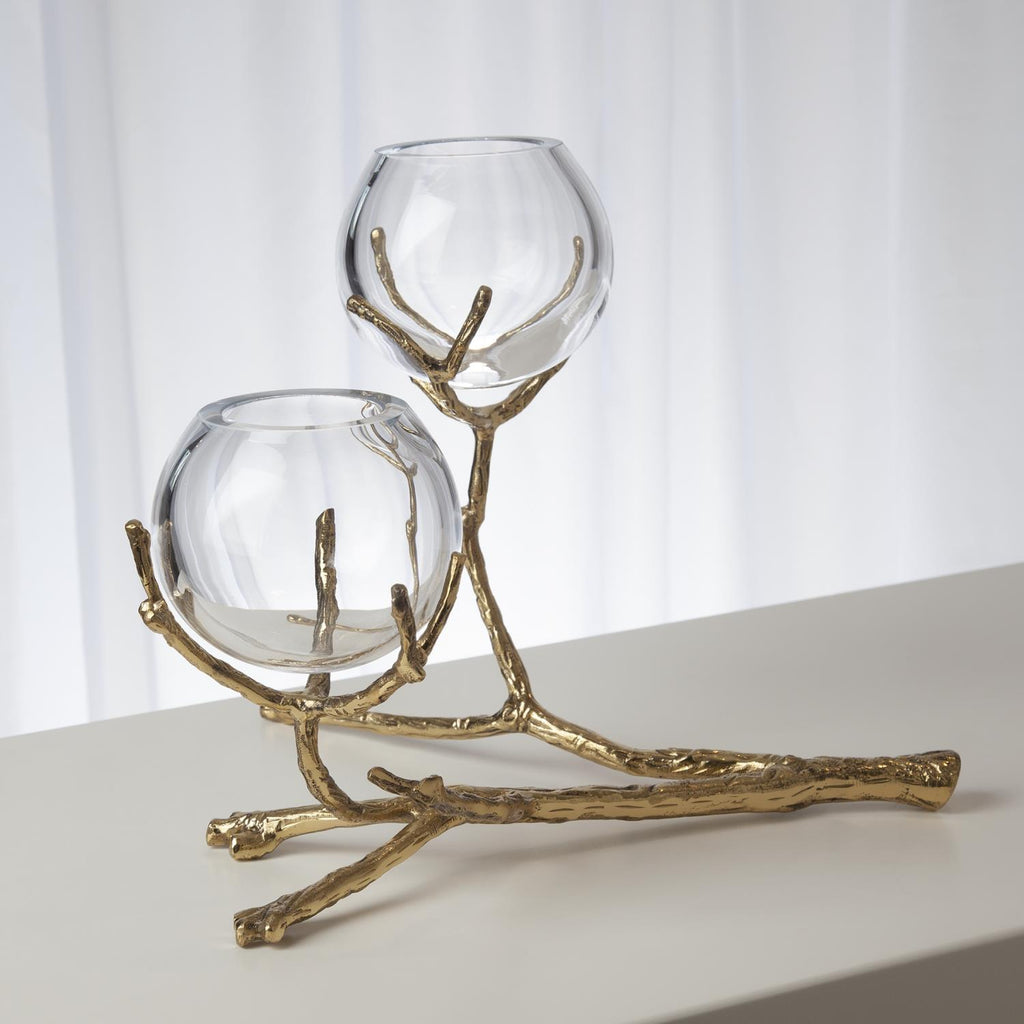 Twig 2 Vase Holder, Brass