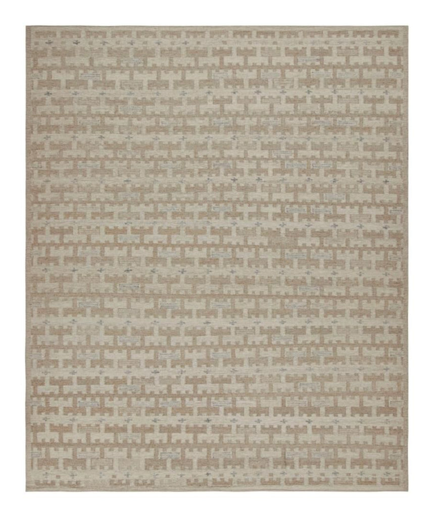 Scandinavian Kilim With Beige Brown Geometric Pattern