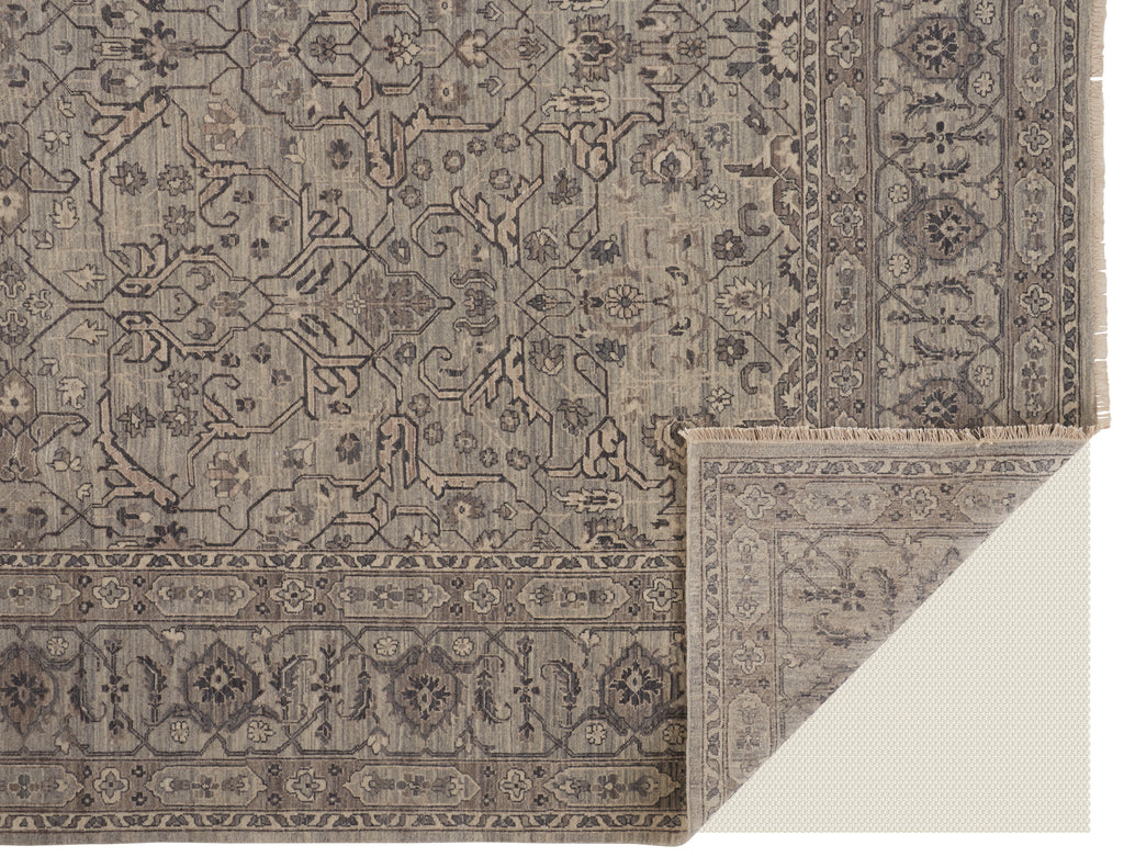 Reddington Traditional Floral Botanical Gray Taupe Area Rug (9'6" x 13'6")