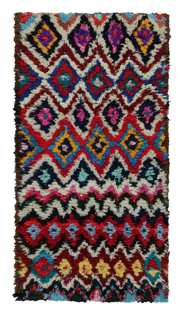 1950s Azilal Moroccan Runner With Polychromatic Patterns