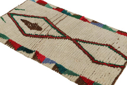 Vintage Azilal Moroccan Scatter Rug With Red Green Patterns