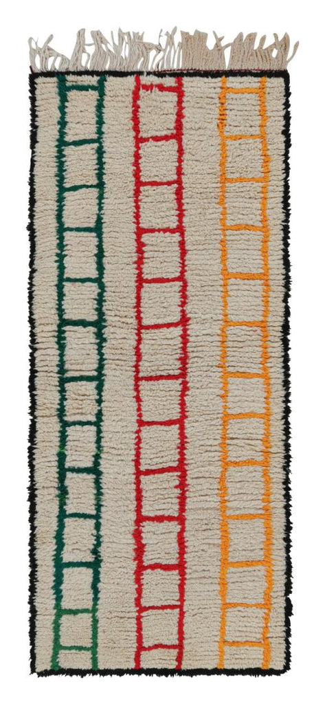 1950s Azilal Moroccan Runner Rug With Polychromatic Patterns