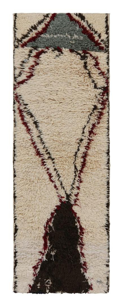 1950s Azilal Moroccan Rug In Beige With Grey-Brown Patterns