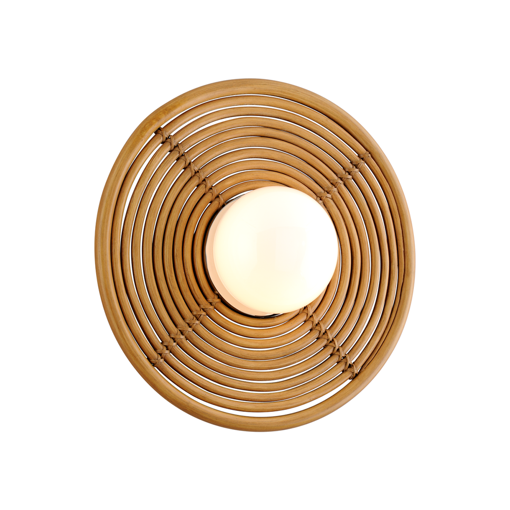 Hula Hoop Wall Sconce - Natural Rattan Stainless Steel