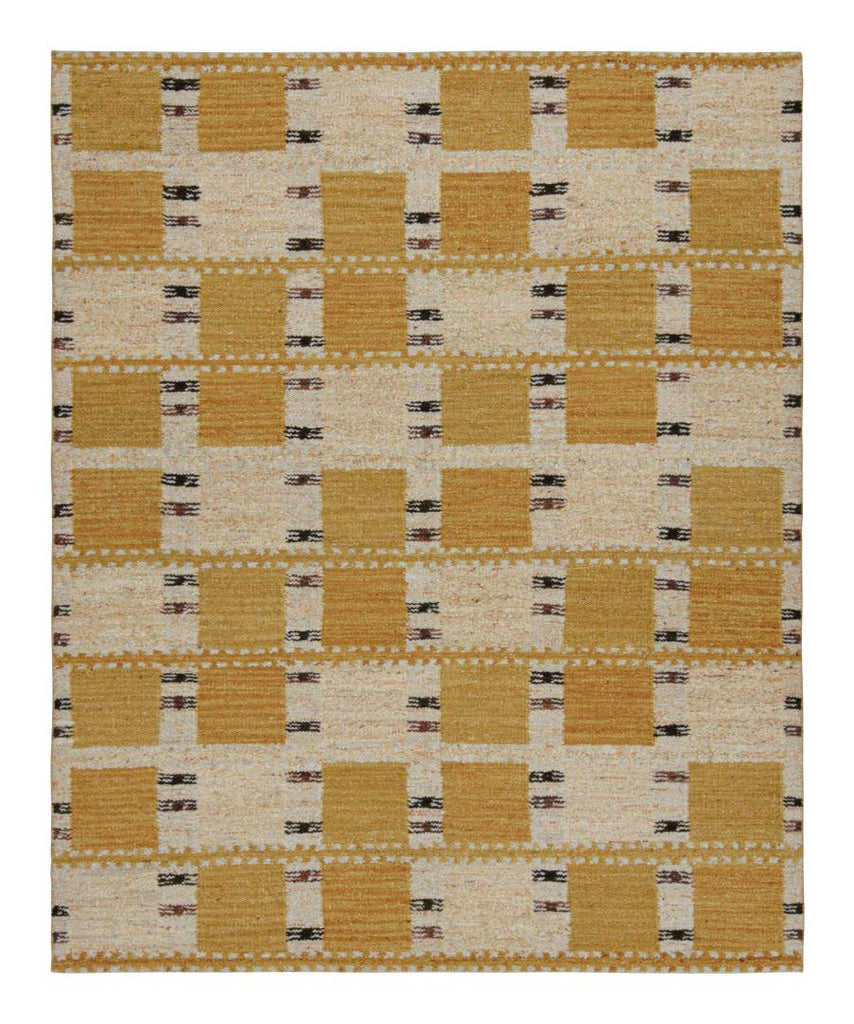 Scandinavian Rug With Gold Geometric Patterns