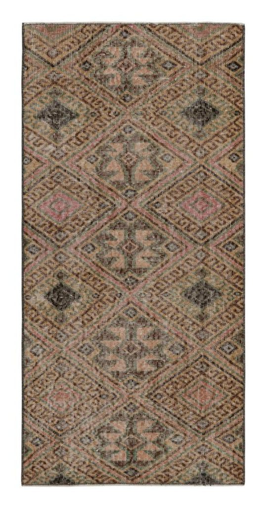 Vintage Zeki Muren Runner With Allover Tribal Geometric Patterns