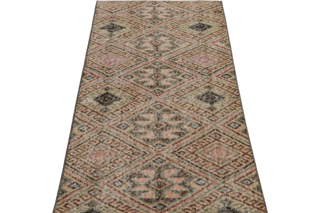 Vintage Zeki Muren Runner With Allover Tribal Geometric Patterns