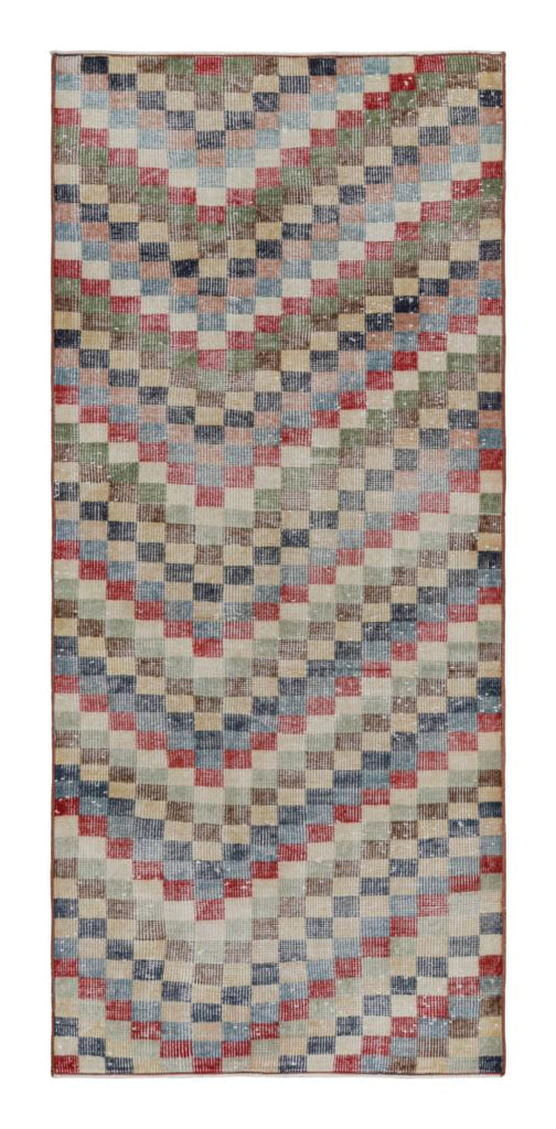 Vintage Zeki Muren Art Deco Runner Rug With Geometric Patterns 3x7