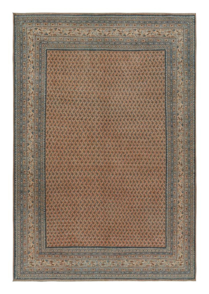 Vintage Indian Rug In Beige Brown And Blue Patterns