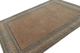 Vintage Indian Rug In Beige Brown And Blue Patterns