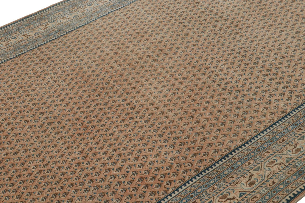 Vintage Indian Rug In Beige Brown And Blue Patterns