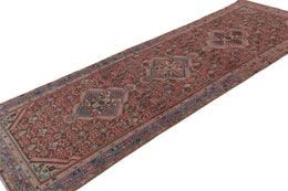 Vintage Persian Runner With Red Beige Brown Patterns