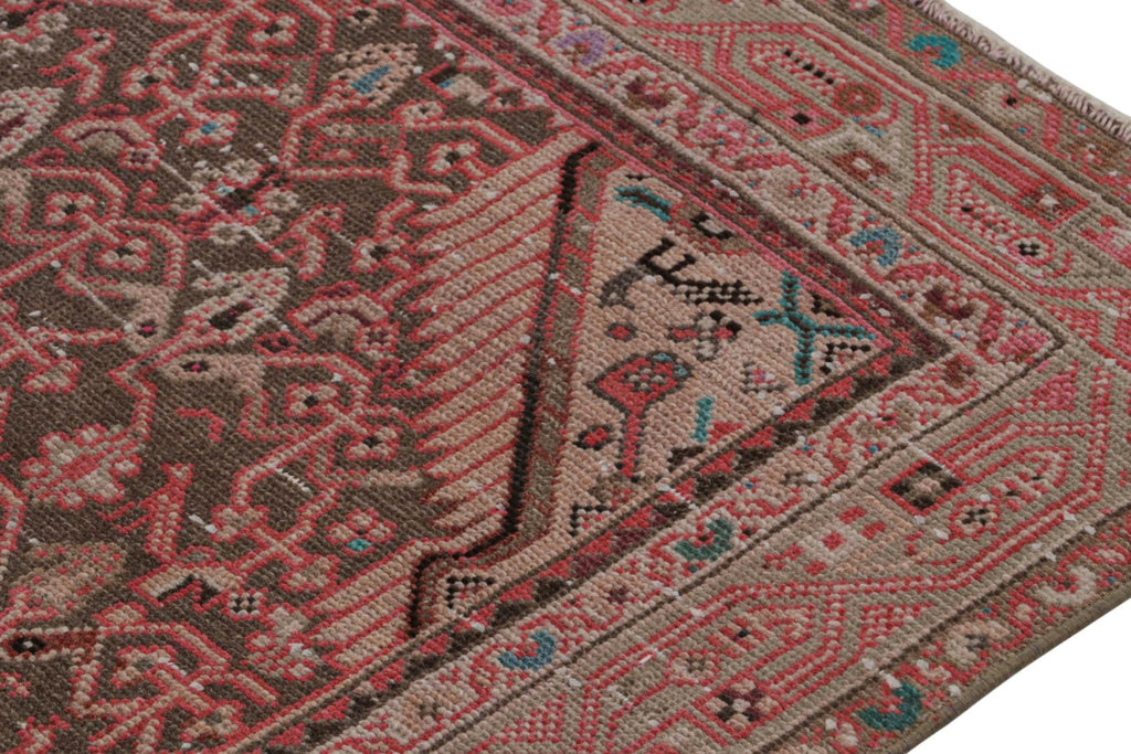 Vintage Persian Runner With Red Beige Brown Patterns