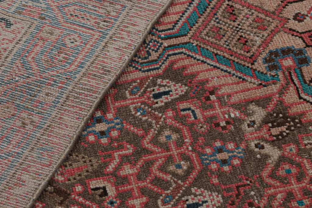 Vintage Persian Runner With Red Beige Brown Patterns