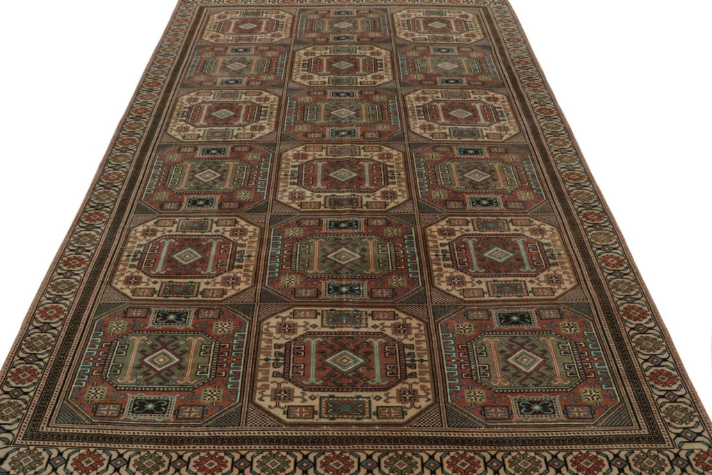 Vintage Oushak Rug With Tribal Geometric Pattern V