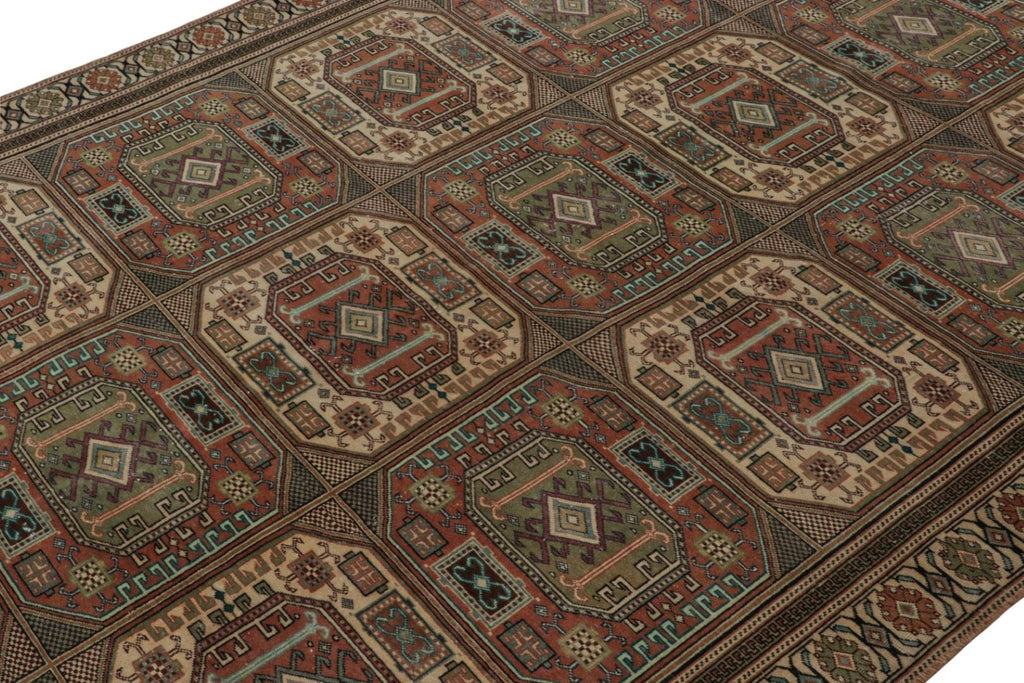 Vintage Oushak Rug With Tribal Geometric Pattern V