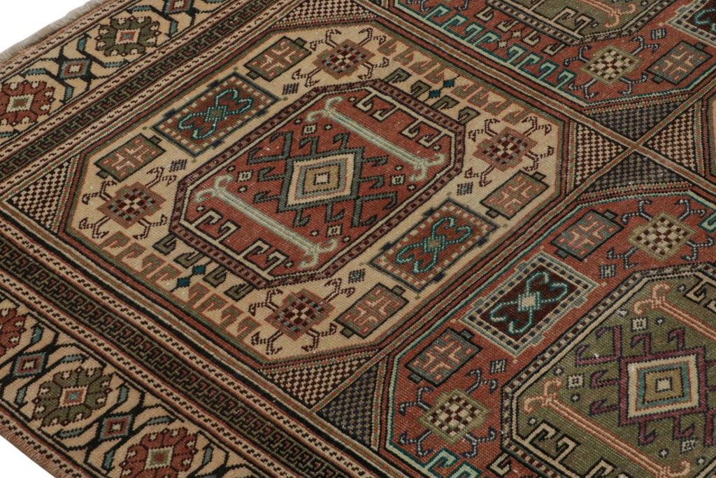 Vintage Oushak Rug With Tribal Geometric Pattern V