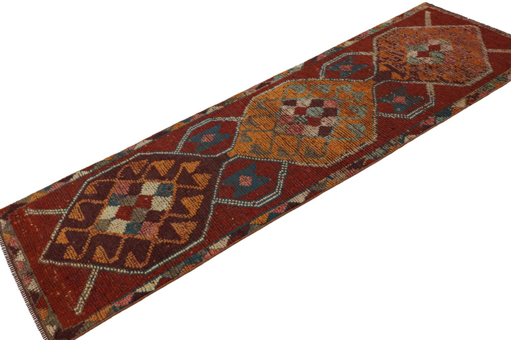 Vintage Turkish Oushak Runner Rug With Central Medallion