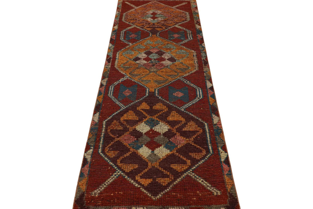 Vintage Turkish Oushak Runner Rug With Central Medallion