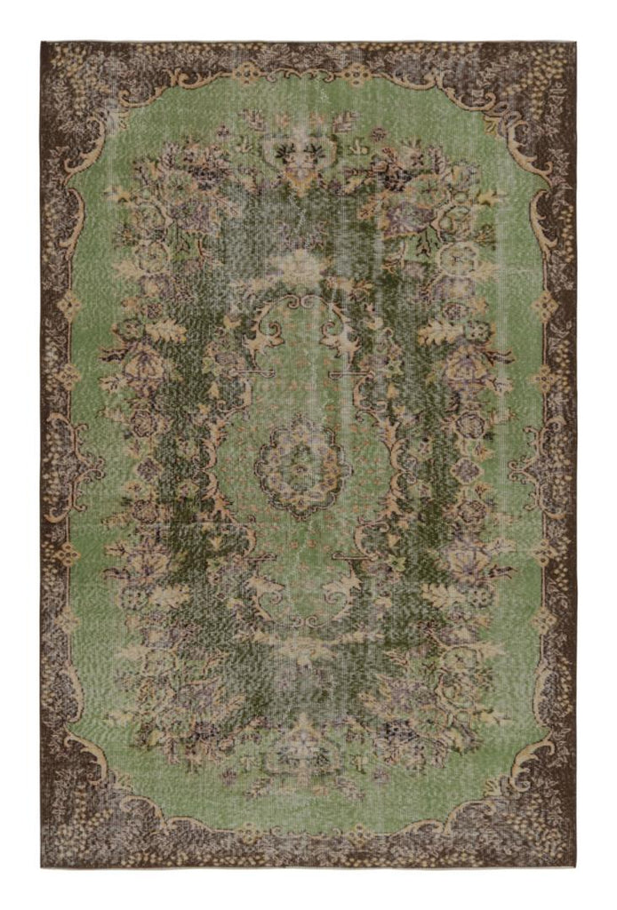 Vintage Zeki Muren Rug With Green Brown Patterns