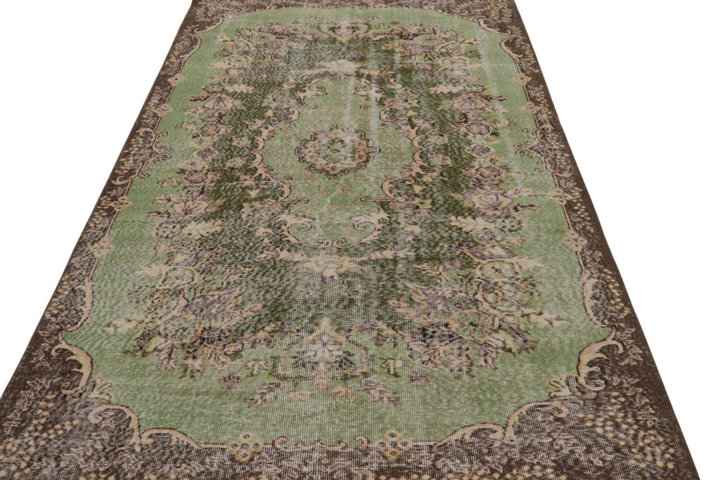 Vintage Zeki Muren Rug With Green Brown Patterns