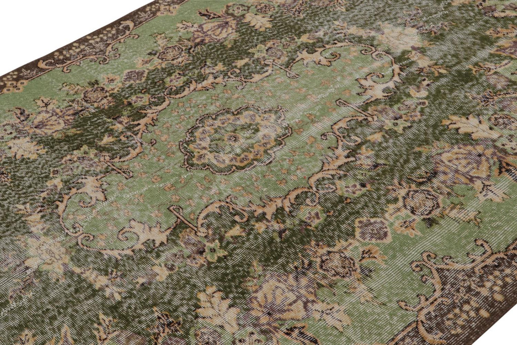 Vintage Zeki Muren Rug With Green Brown Patterns