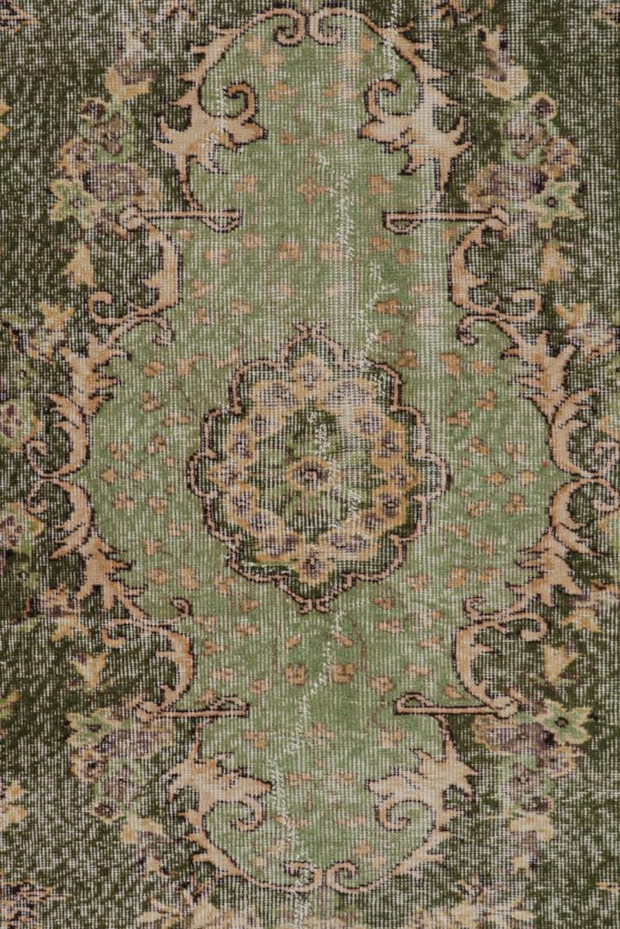 Vintage Zeki Muren Rug With Green Brown Patterns