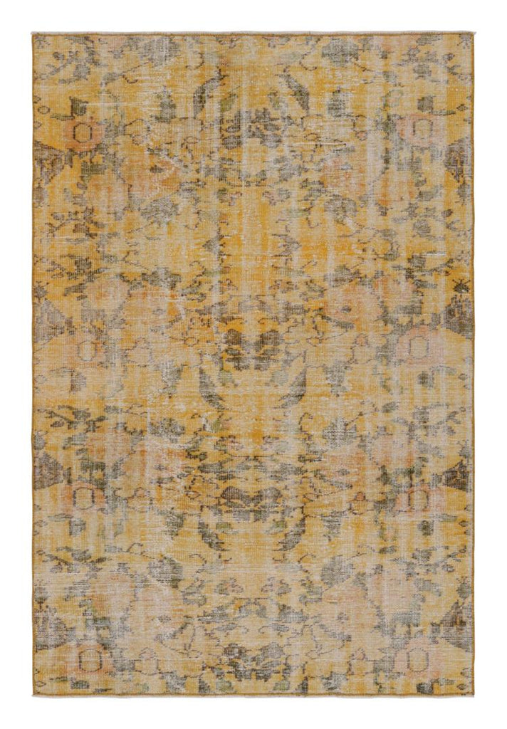 Vintage Zeki Muren Rug With Gold Brown Patterns