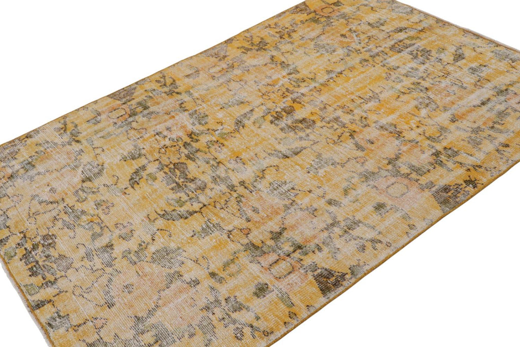 Vintage Zeki Muren Rug With Gold Brown Patterns