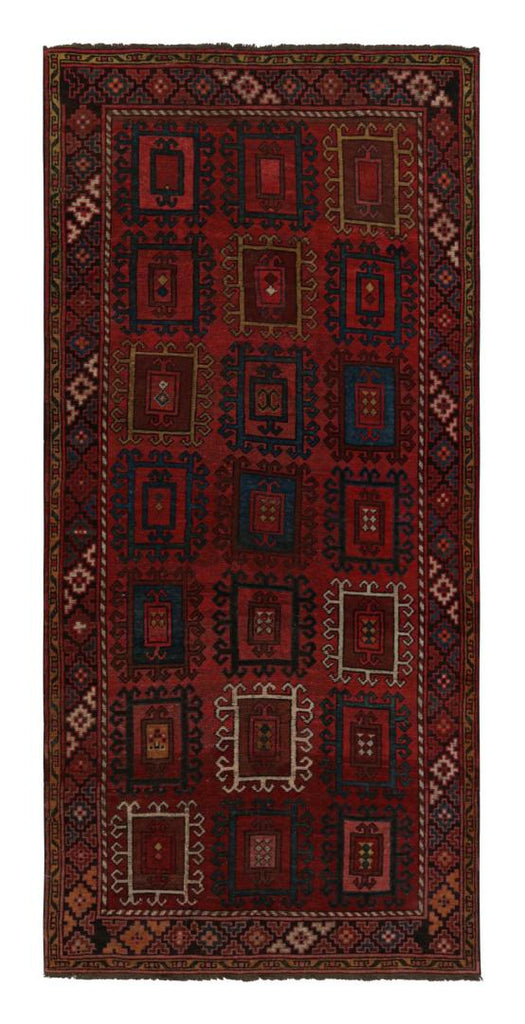 Vintage Turkish Rug With Allover Geometric Patterns 4x9