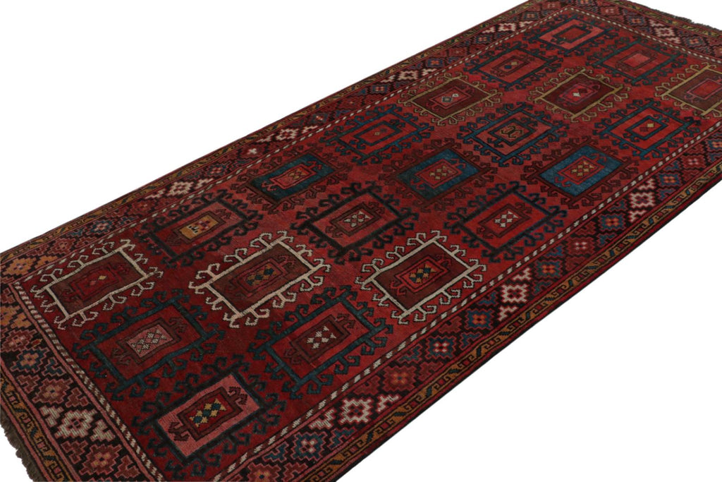 Vintage Turkish Rug With Allover Geometric Patterns 4x9