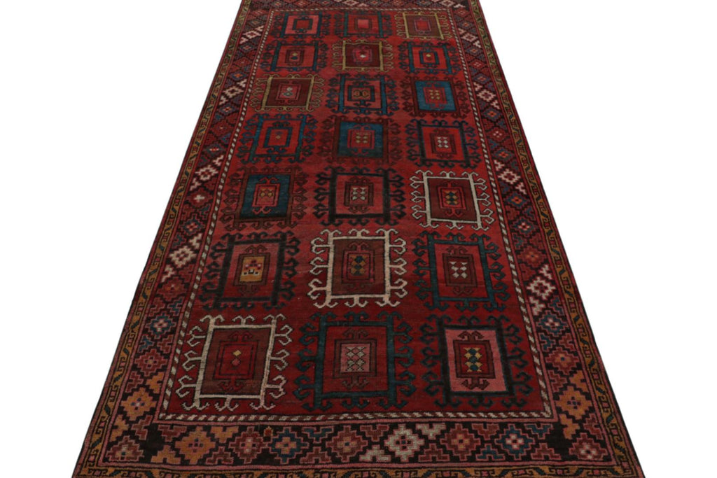 Vintage Turkish Rug With Allover Geometric Patterns 4x9