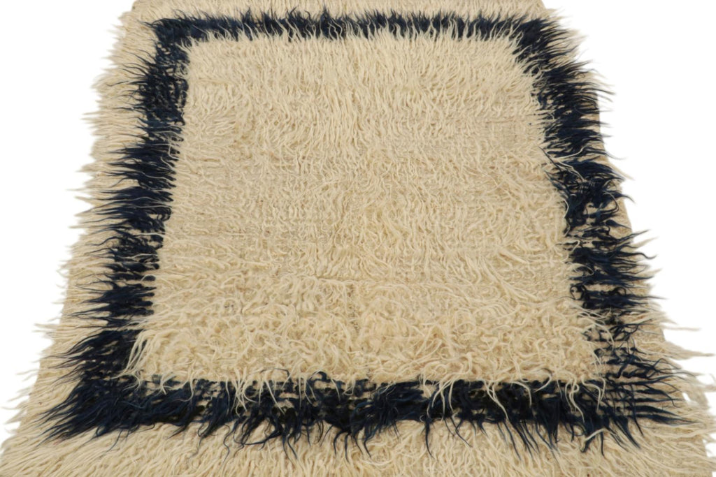 Vintage Tulu Shag Rug With Neutral Geometric Patterns