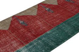 Vintage Turkish Runner Rug In Red Teal And Gold Patterns