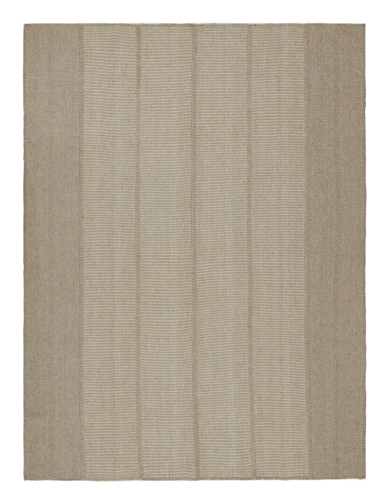 Contemporary Kilim with Light Beige-Brown Textural Stripes