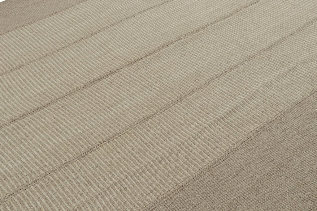 Contemporary Kilim with Light Beige-Brown Textural Stripes