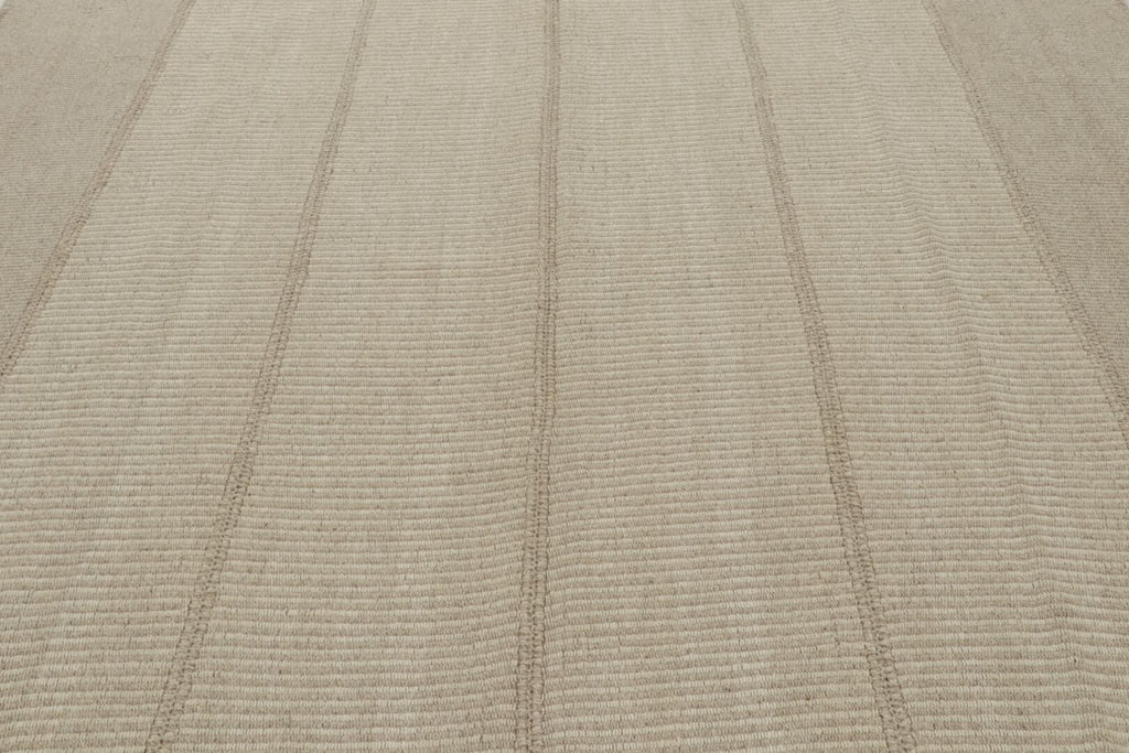 Contemporary Kilim with Light Beige-Brown Textural Stripes