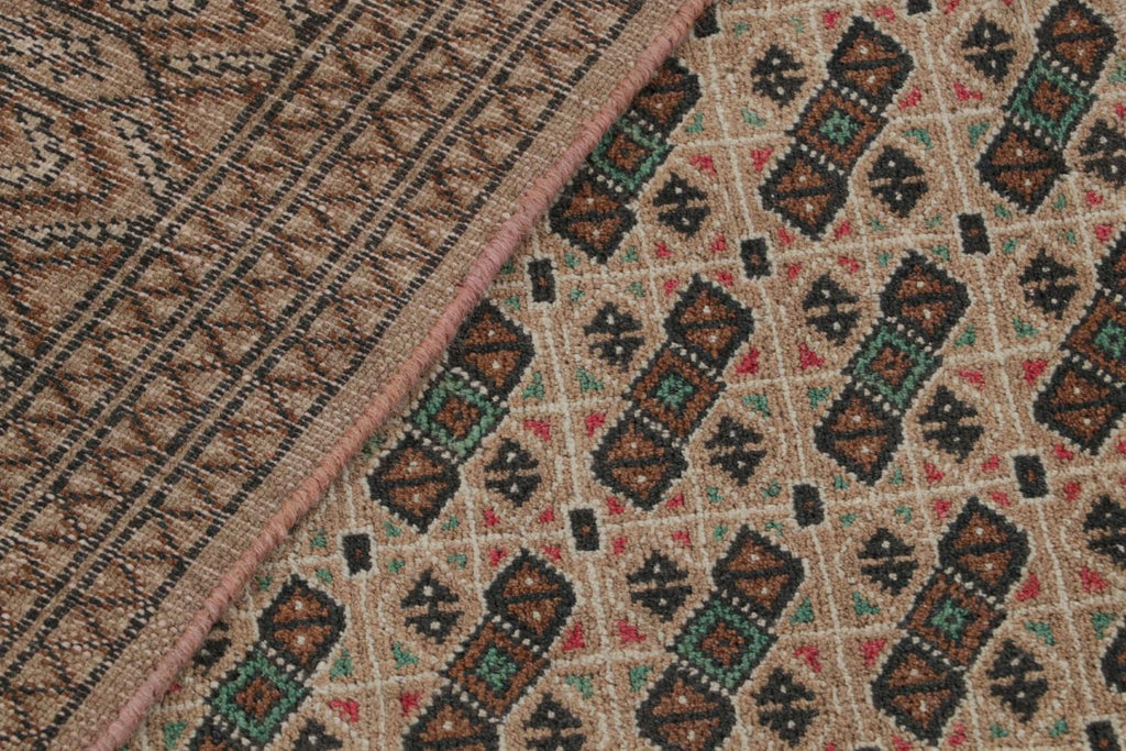 Vintage Persian Rug In Beige Brown Geometric Patterns