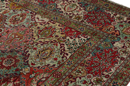 Vintage Tabriz Rug In Polychromatic Floral Patterns