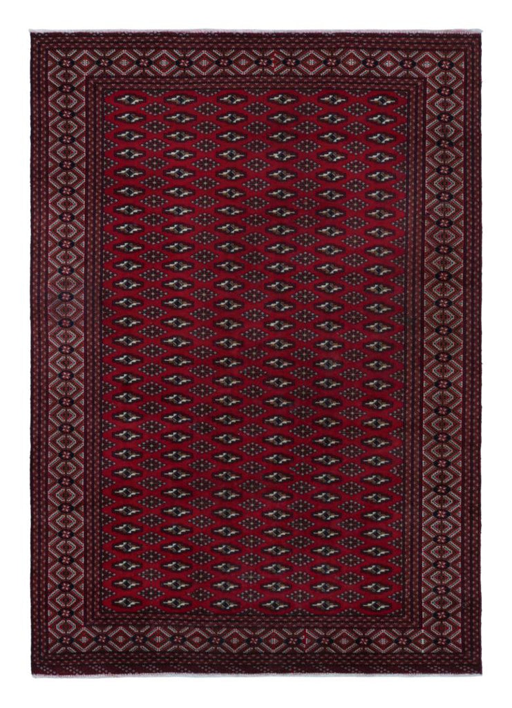 Vintage Persian Rug In Red With Geometric Patterns