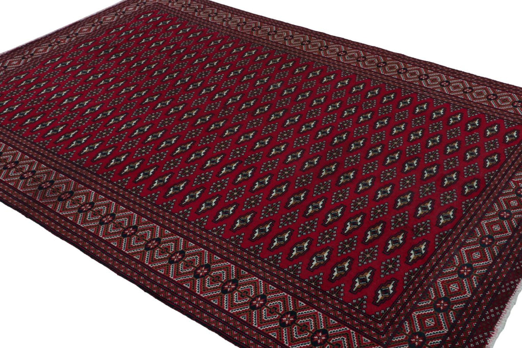 Vintage Persian Rug In Red With Geometric Patterns