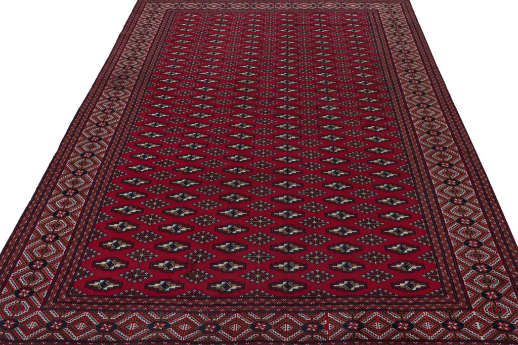 Vintage Persian Rug In Red With Geometric Patterns