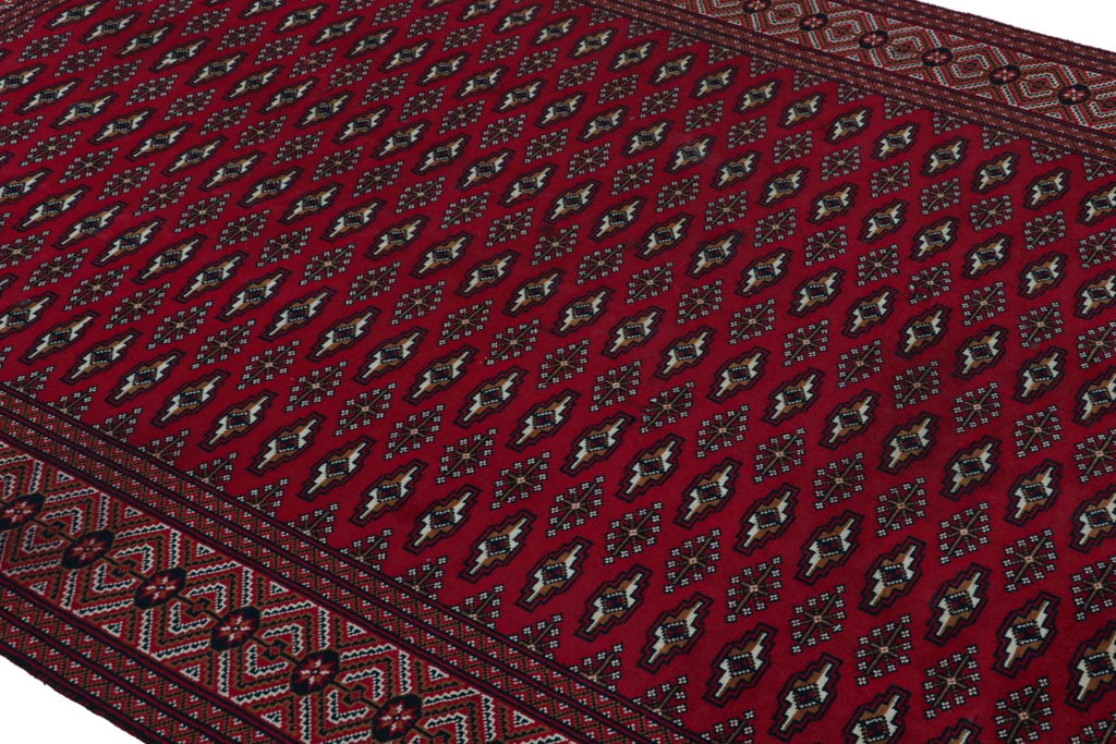 Vintage Persian Rug In Red With Geometric Patterns