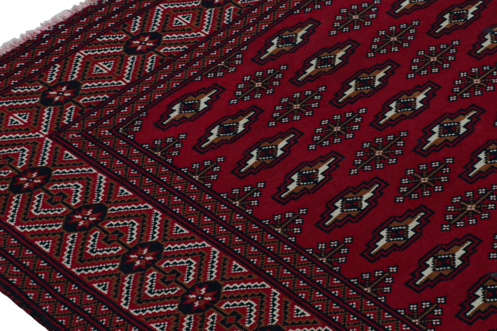 Vintage Persian Rug In Red With Geometric Patterns