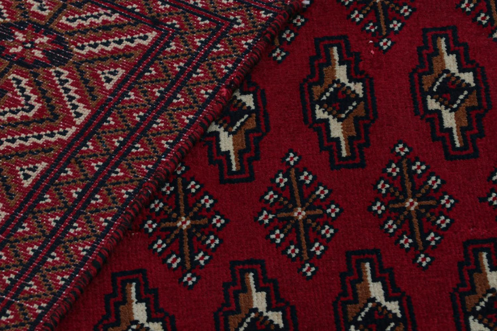 Vintage Persian Rug In Red With Geometric Patterns