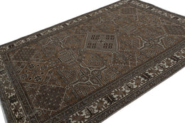 Vintage Persian Rug In Brown With Geometric Patterns