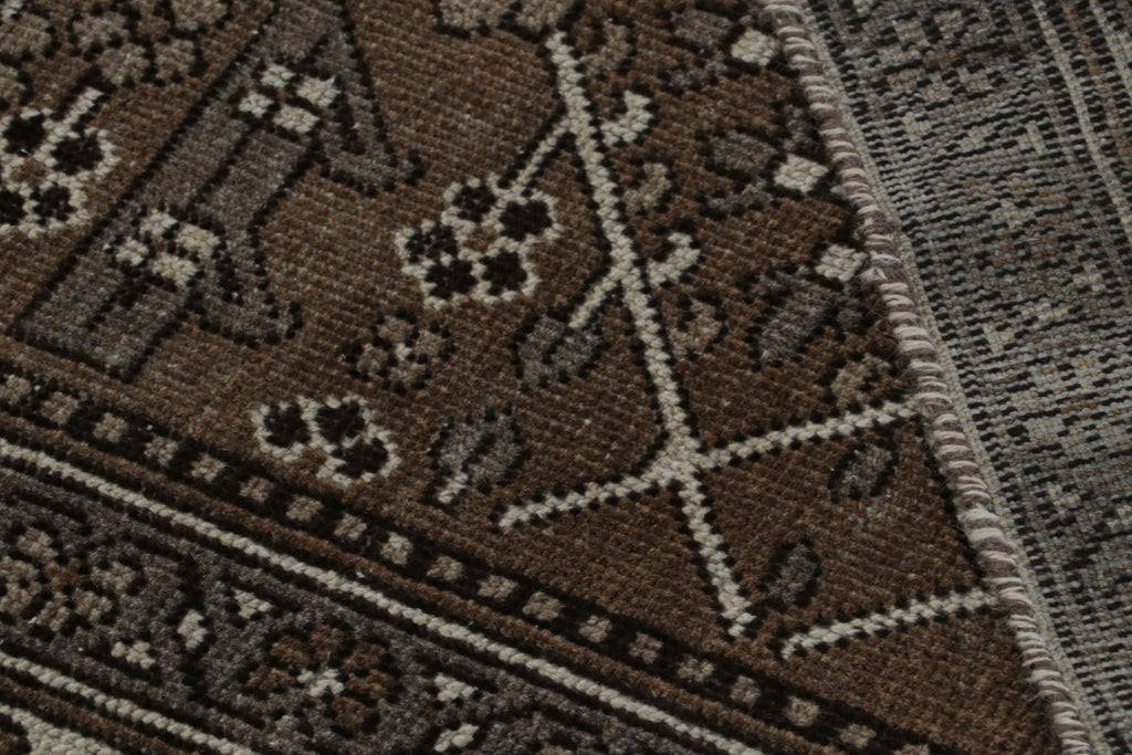 Vintage Persian Rug In Brown With Geometric Patterns